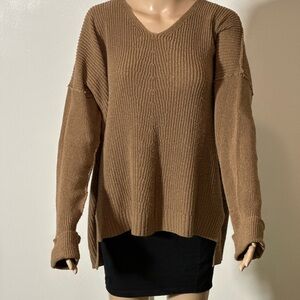 First Love Tan V-Neck Sweater
